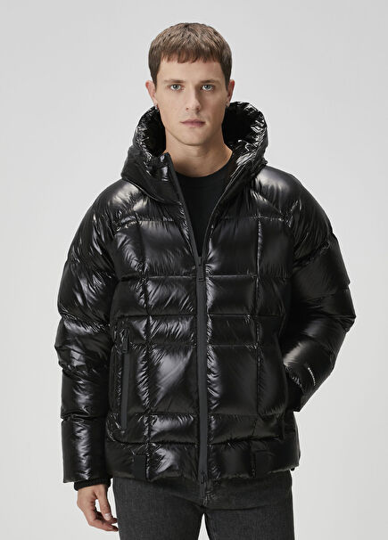 Black Hooded Puff Coat