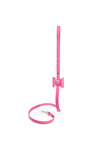 Paris Hilton X Moshiqa Metapink Bow Kurdele Detaylı Deri Köpek Gezdirme Kayışı