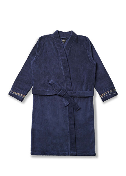 Koena Waves Blue Cotton Men's Bathrobe