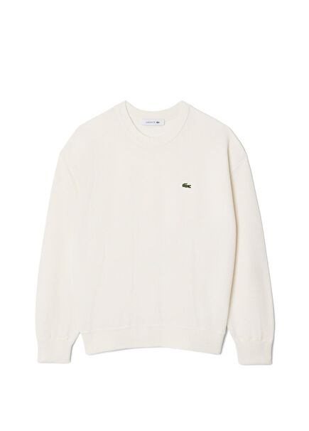 Beyaz  Bisiklet Yaka Relaxed Fit Uzun Kollu Kadın Kazak