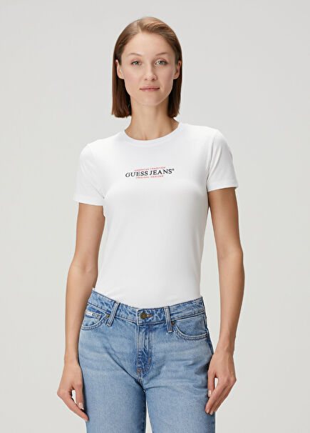 Slim Fit White Logo T-Shirt