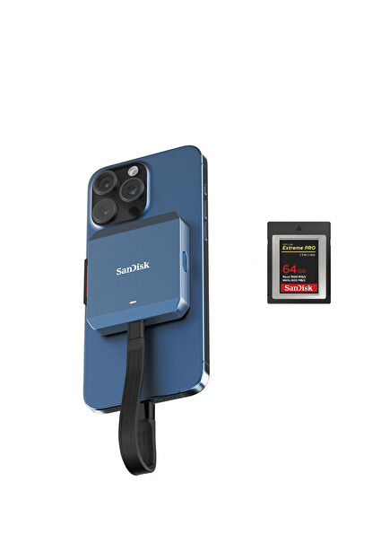 PRO-CINEMA CFexpress Type B Card Recorder Compatible with MagSafe SDDR-F941-GNKNN + Extreme PRO CFexpress 64GB 4K Memory Card