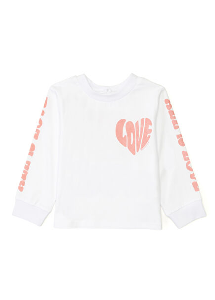Krem Baskılı Kız Çocuk T-shirt