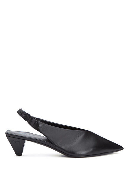 Origami Black Leather Heels