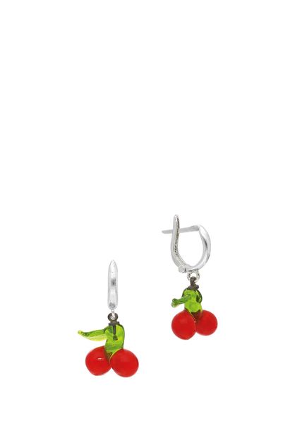 Red Cherry Shaped Glass Beaded Girls Earrings