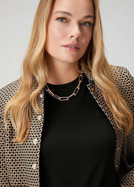 Gold Leaf Detailed Women's Long Necklace