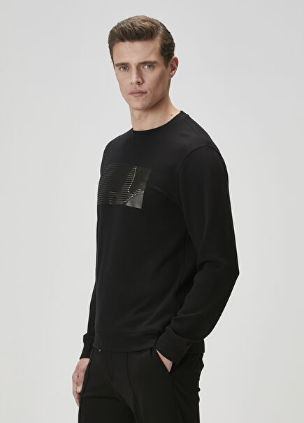 Siyah Kaz Logolu Sweatshirt