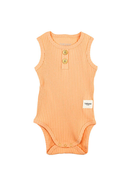 Salmon Ribbed Sleeveless Unisex Baby Bodysuit
