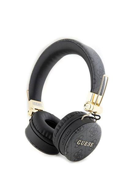 Black 5.3 Over-the-Ear Bluetooth Headphones with Metal Logo and 4G Pattern