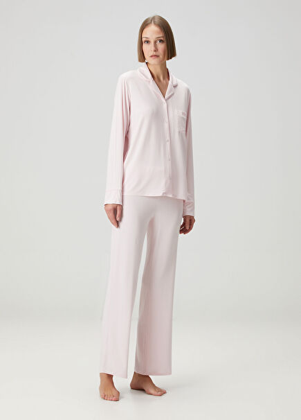 Pembe Uzun Kol Pijama Takımı