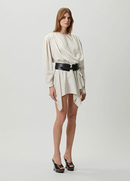 Utenia Beige White Mini Dress