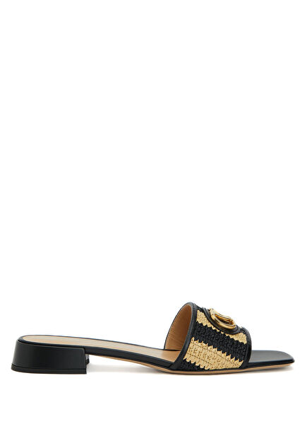 VLogo Beige Black Women's Beach Slippers
