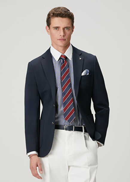 Navy Blue Knitted Blazer