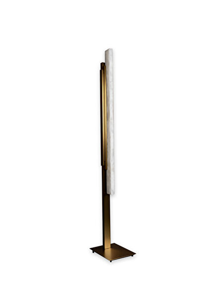 Gabon White Tumbled Gold Marble Metal Floor Lamp