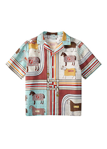 Red Horse Print Unisex Kids Shirt