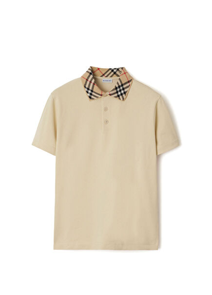 For Cream Cotton Short Sleeve Polo Neck Men's T-Shirt
