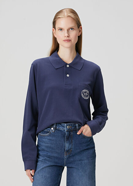 Navy Blue Polo Sweatshirt