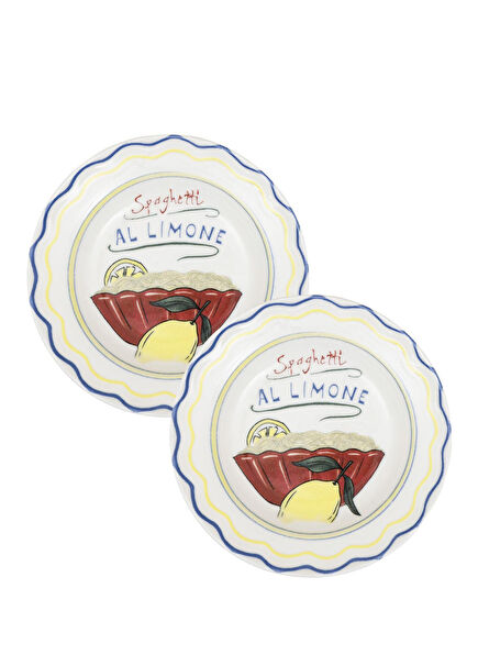 Italian Summer 2-Piece Colorful Ceramic Dinner Plate Set