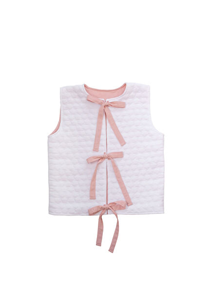 Chloe Tied Collar White Baby Girl Vest