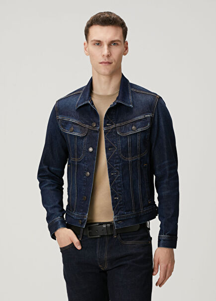 Broken Navy Blue Denim Twill Jacket
