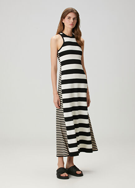 Black White Midi Beach Dress