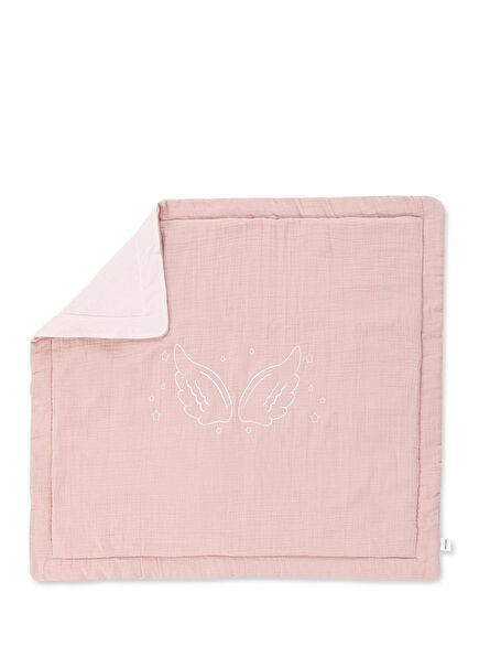 Pembe Pamuklu Müslin Bebek Battaniyesi