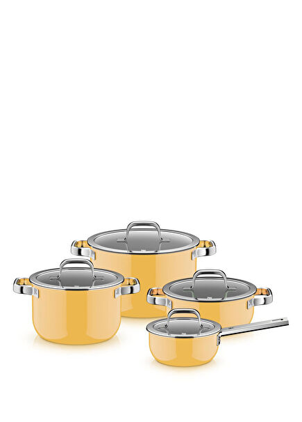 Fusiontec Mango Yellow Steel 4-Piece Cookware Set