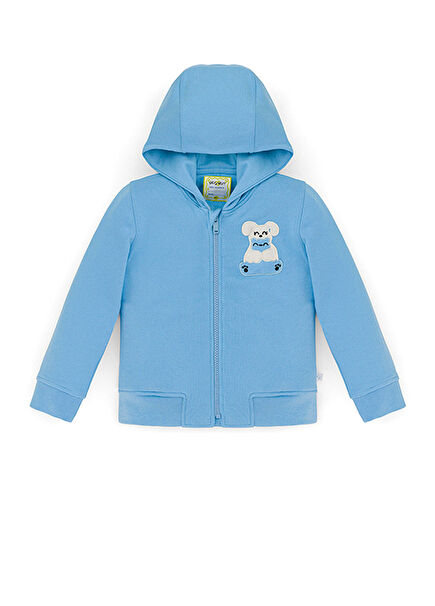 Baby Blue Zippered Hooded Sound Unisex Kids Sweatshirt