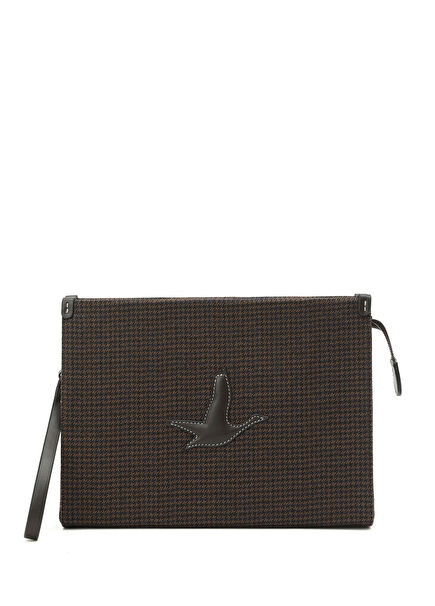 Brown Houndstooth Pattern Women's Hand Clutch