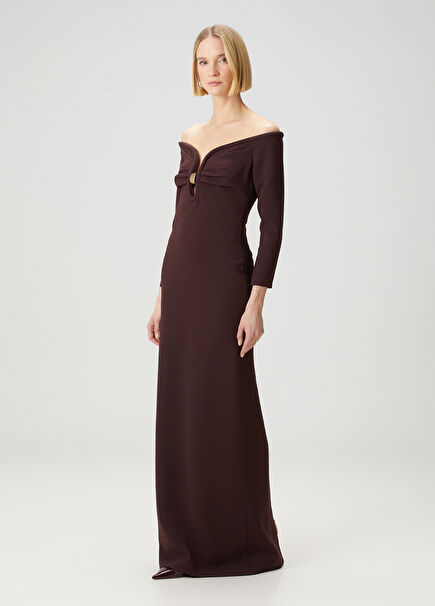 Brown Maxi Evening Dress