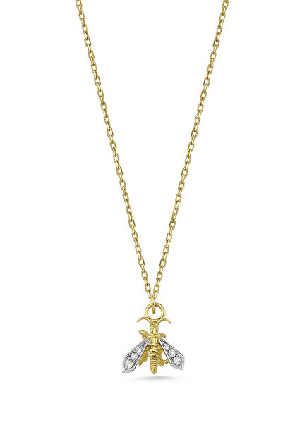 Wasp Pırlantalı Kadın Altın Kolye