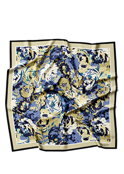 Dusk Petals Twill Desenli İpek Kadın Eşarp 