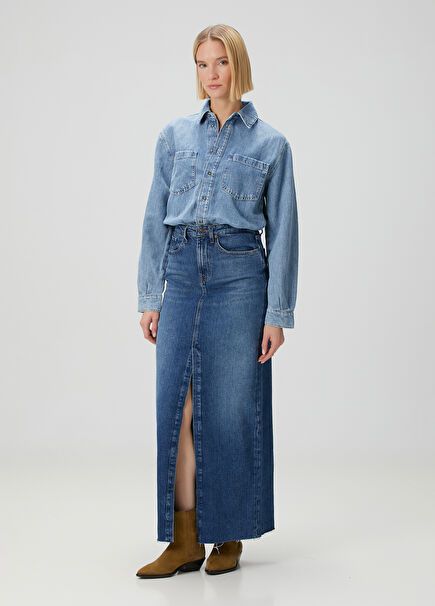 Blue Midi Denim Dress