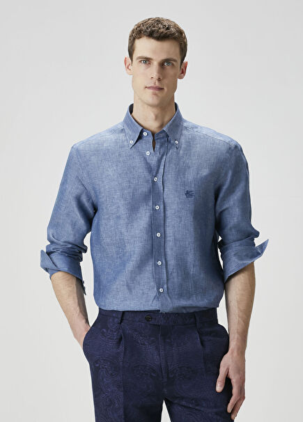 Dark Blue Linen Shirt