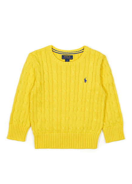 Sarı Örgü Dokulu Erkek Çocuk Kazak