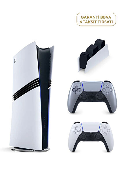 Playstation 5 Pro 2TB Game Console + 2nd PS5 Arm Sterling Silver + PS5 Charging Station