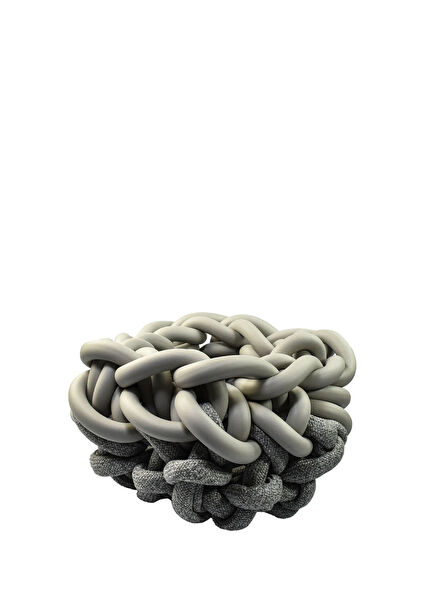 Treccia Gri Örgü Dokulu Sepet