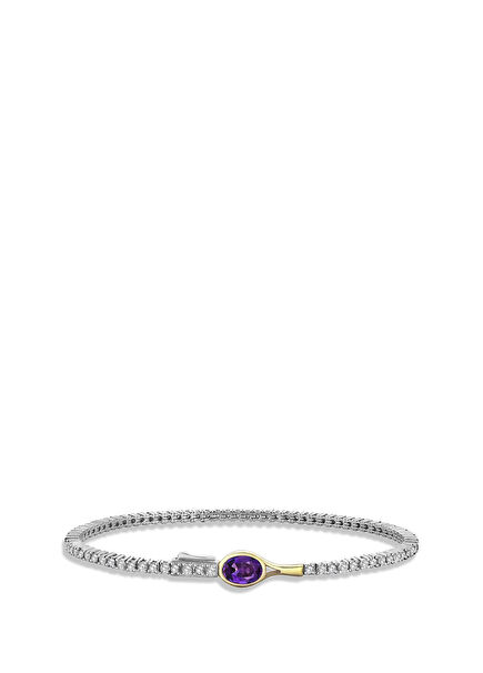 White Spot Tennis Bracelet 14 Ayar Beyaz Altın Kadın Bileklik