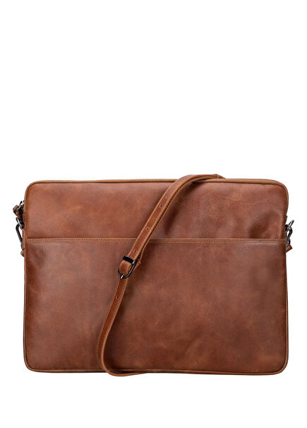 BloomSleeve Leeds 16" Cognac Brown Hakiki Deri Laptop ve Tablet Kılıfı