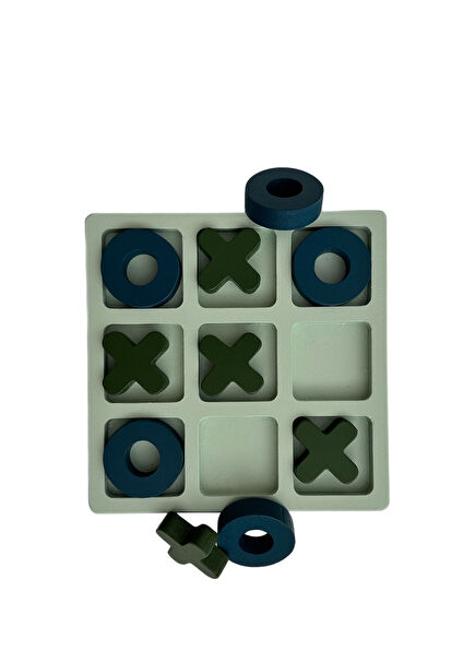 Tic Tac Toe Nile Green Navy Blue Wooden Toy