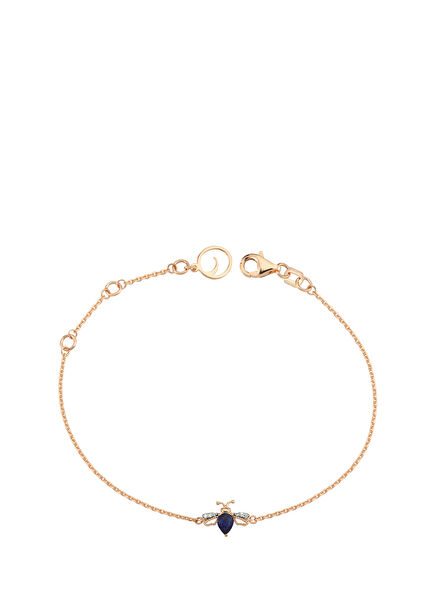 Honey Pırlantalı Renkli Taşlı Kadın Altın Bileklik