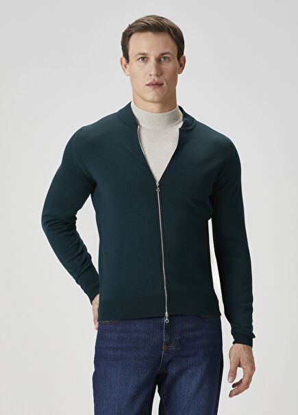 Macle Dark Green Wool Knit Cardigan