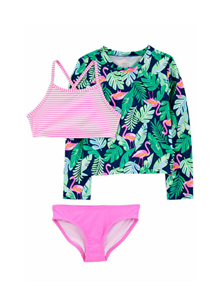Renkli Kız Çocuk 3'lü Mayo Seti