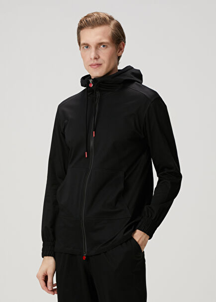Siyah Kapüşonlu Sweatshirt