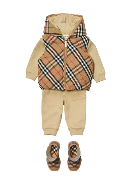 Axel Gilet Bej Çift Taraflı Dolgulu Unisex Çocuk Yelek