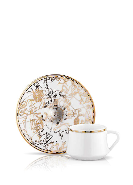 Sufi Irismano Gold Bone China 2-Piece Turkish Coffee Cup Set