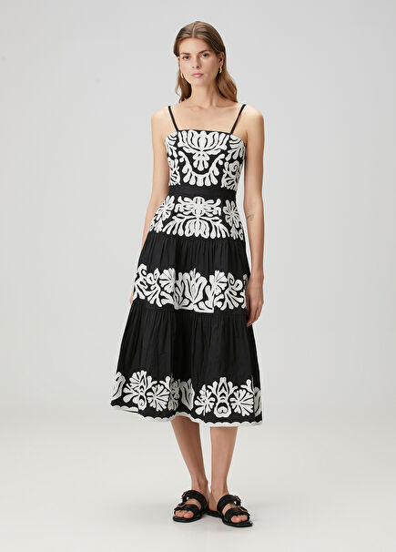 Agathe Black White Midi Dress