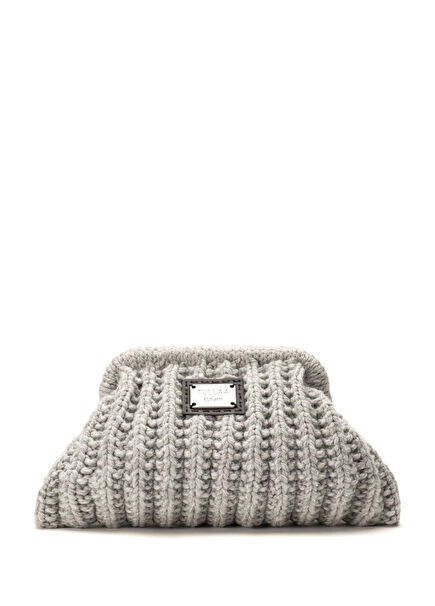 Neu Gri Örgü Dokulu Kadın Yün El Portföyü