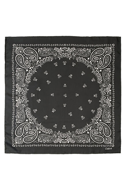 Black Patterned Silk Scarf