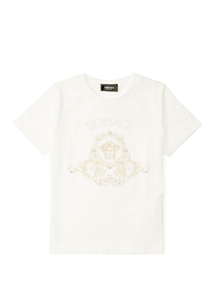 Beyaz Taş Baskılı Kız Çocuk T-shirt